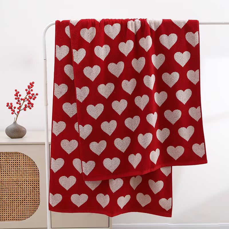 70*140 thickened cotton bath towel wedding wedding word return happy dowry wedding banquet hand gift bamboo fiber wedding bath towel