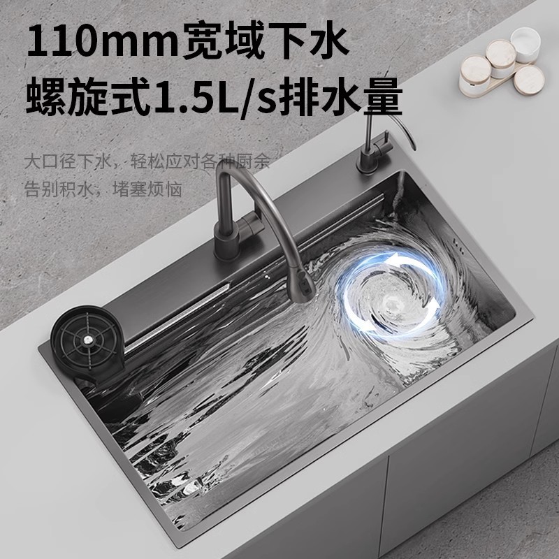 New Model Large Single-Slot Thickened Sus304 Stainless Steel Household Kitchen Sink Dishwashing Sink