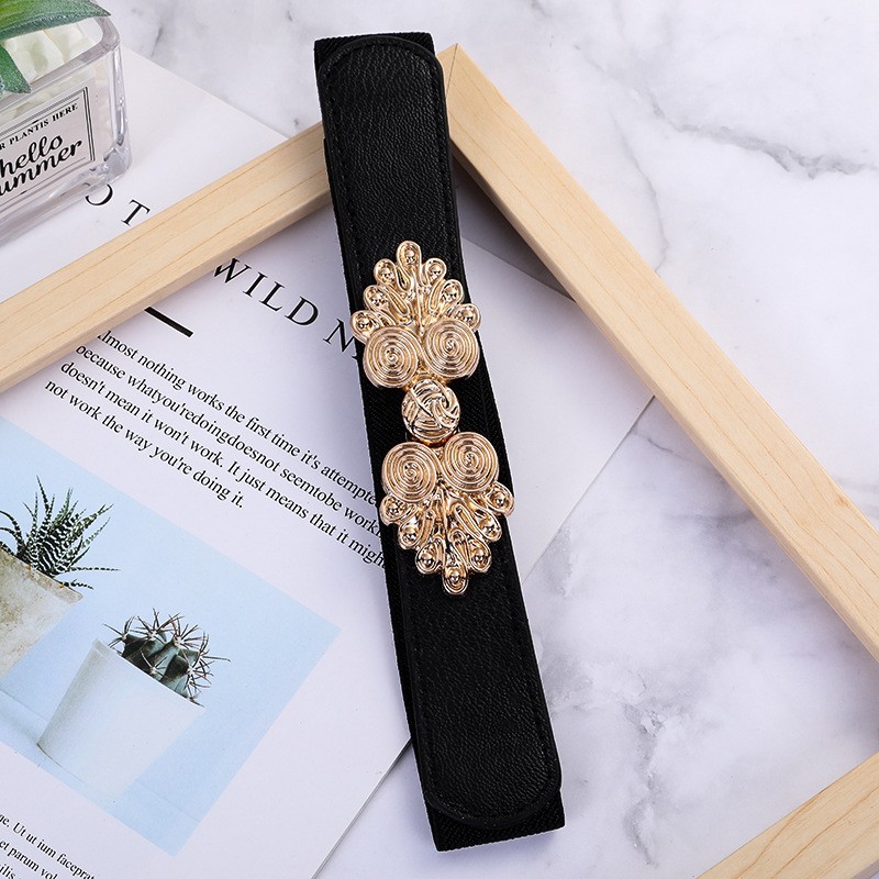 Spring and Autumn Factory Direct Sales Ethnic Style Ancient Style Women's Metal Plate Buckle Belt Thin Style