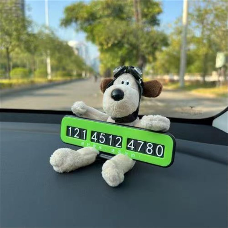 Car Number Plate Cute Girl Leader Dog Repair Dog Stereo Car Parking Plate Plush Doll Ornaments Interior
