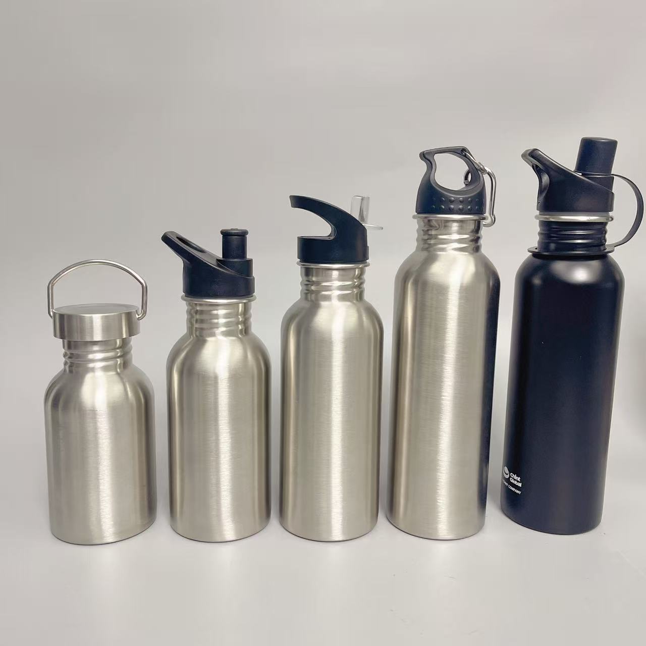 Food Grade 304 Stainless Steel Water Cup Single-Layer Sports Water Bottle Outdoor Non-Insulated Cup All-Steel Mouth Cup Anti-Fall