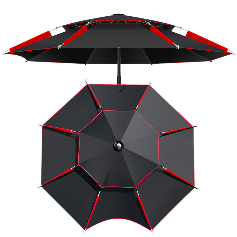 Factory wholesale fishing umbrella large fishing umbrella ground insert thick folding large umbrella black rubber universal rainstorm fishing sunshade