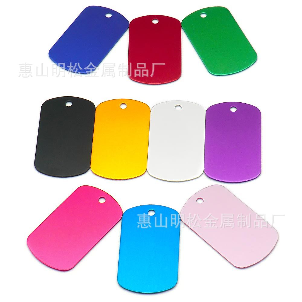 50mm Square Tag Metal Dog Tag Cat Tag Aluminum Rectangular Tag Necklace Hanging Jewelry Blank Pendant