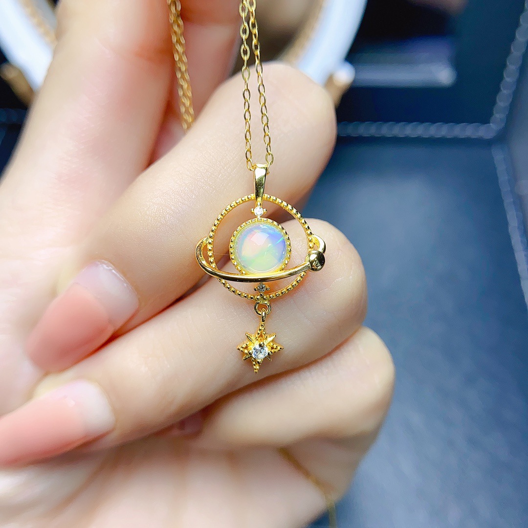 Оптовая продажа взрывов натурального белого опала кулон S925 серебро с основным камнем 6*6 для продажи в Европе и США