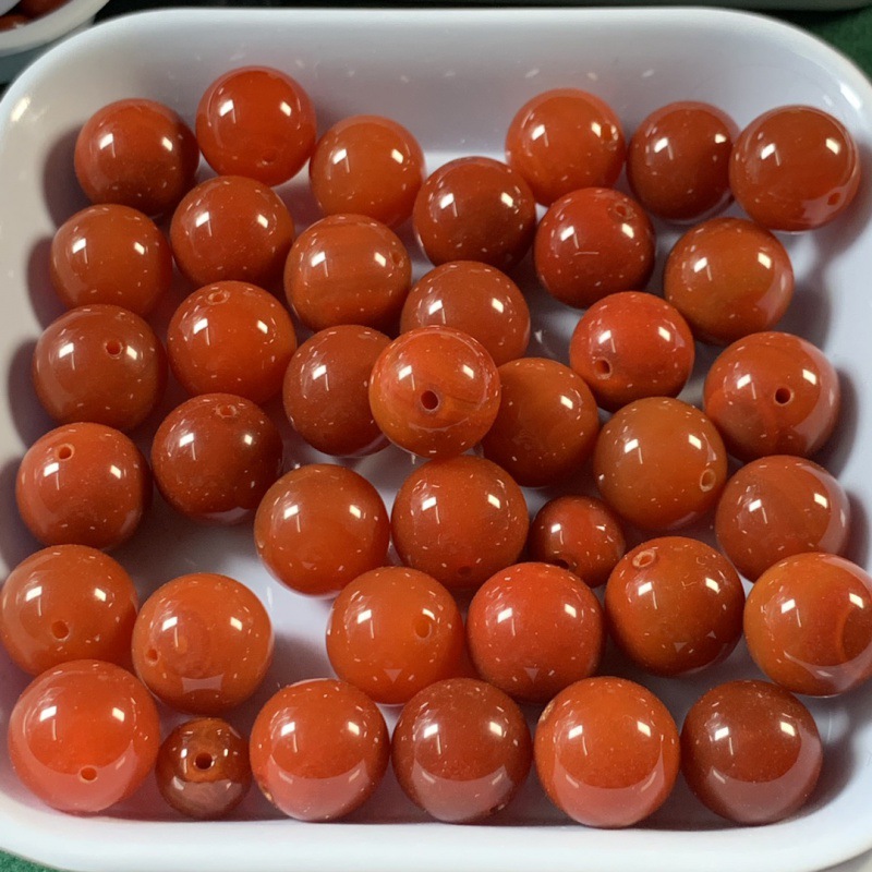 Natural agate south red accessories loose beads persimmon red beads with beads round beads full of meat bracelet diy play accessories