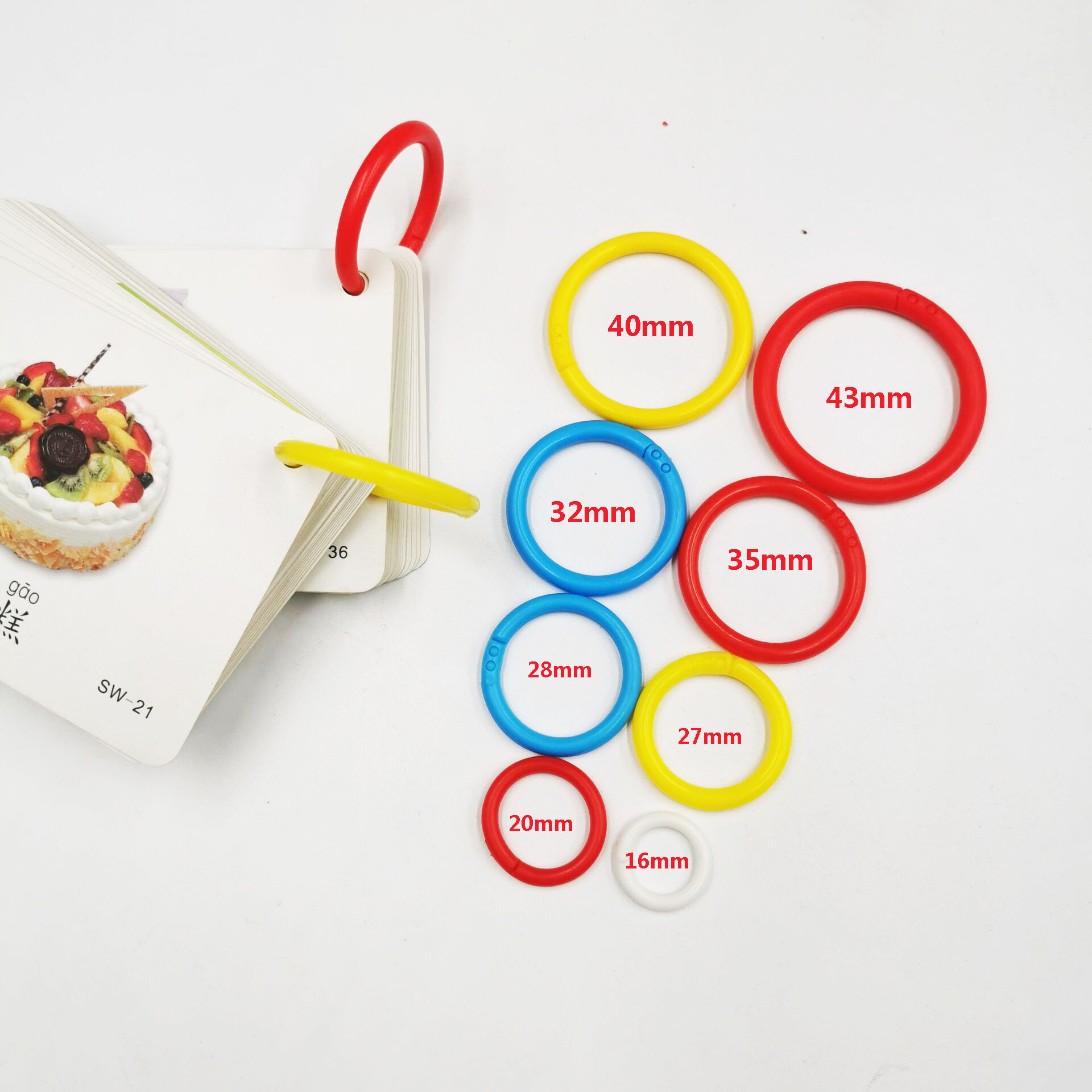 Color loose-leaf double-button ring word card storage ring card ring hand account ring buckle opening ring binding ring word card ring.