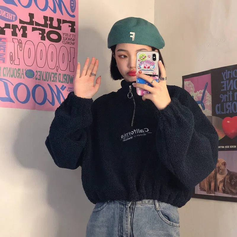 Sweet cool style cashmere sweater for women 2024 New Korean style loose long hooded coat thick autumn and winter