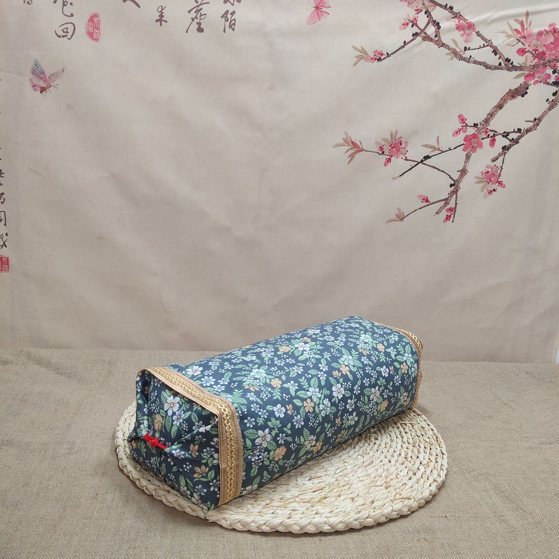 Red button court cotton coarse cloth pillowcase pillowcase with prickly ash seed buckwheat cassia seed wormwood flowers pillow core cover neck pillow