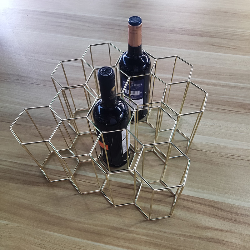 Creative Iron Wine Rack, Home Wine Rack Decoration, Light Luxury Seven-Bottle Rack, Imitation Gold Wine Cabinet, Light Luxury Style