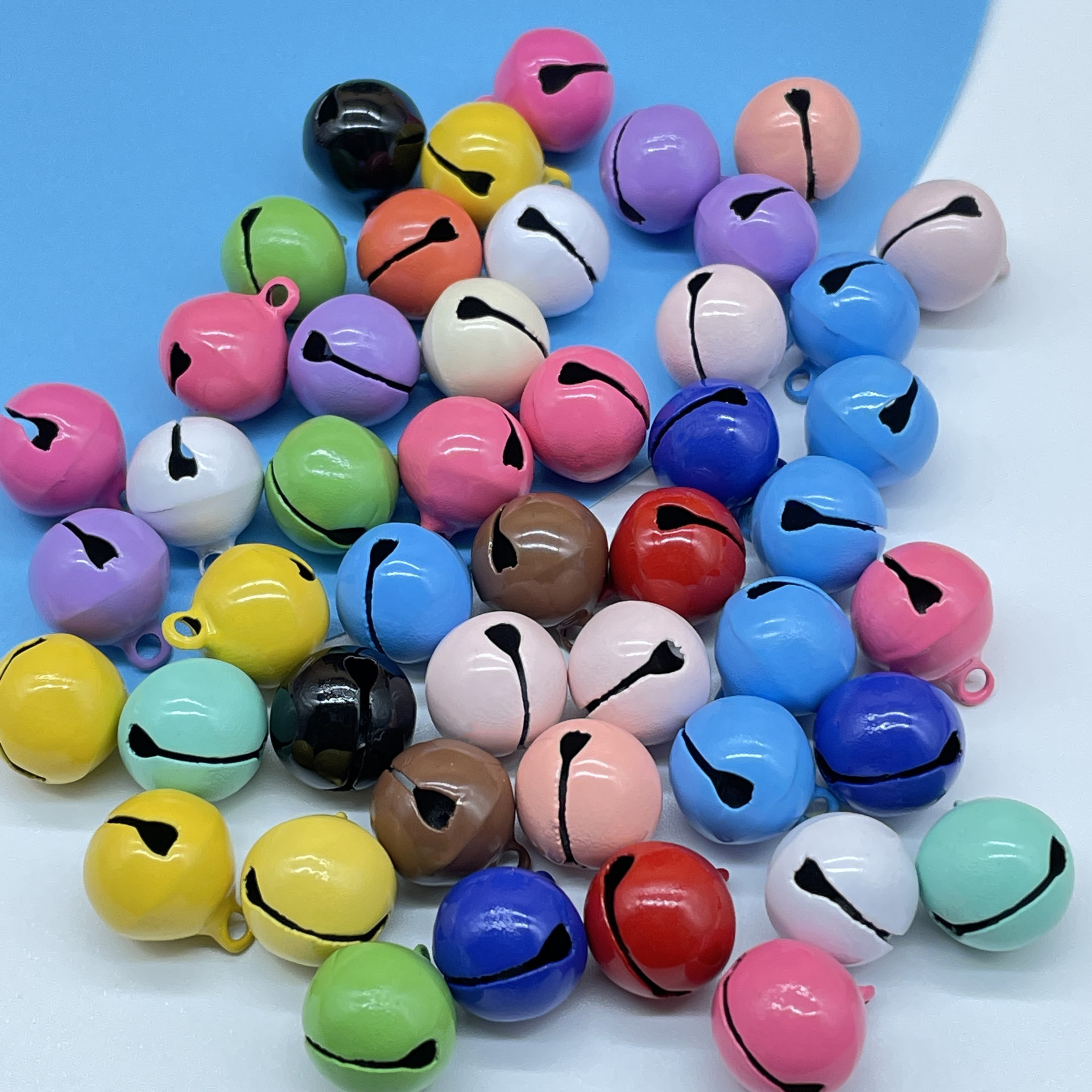 14mm candy color paint word Bell Christmas decoration keychain accessories diy metal color pet jewelry