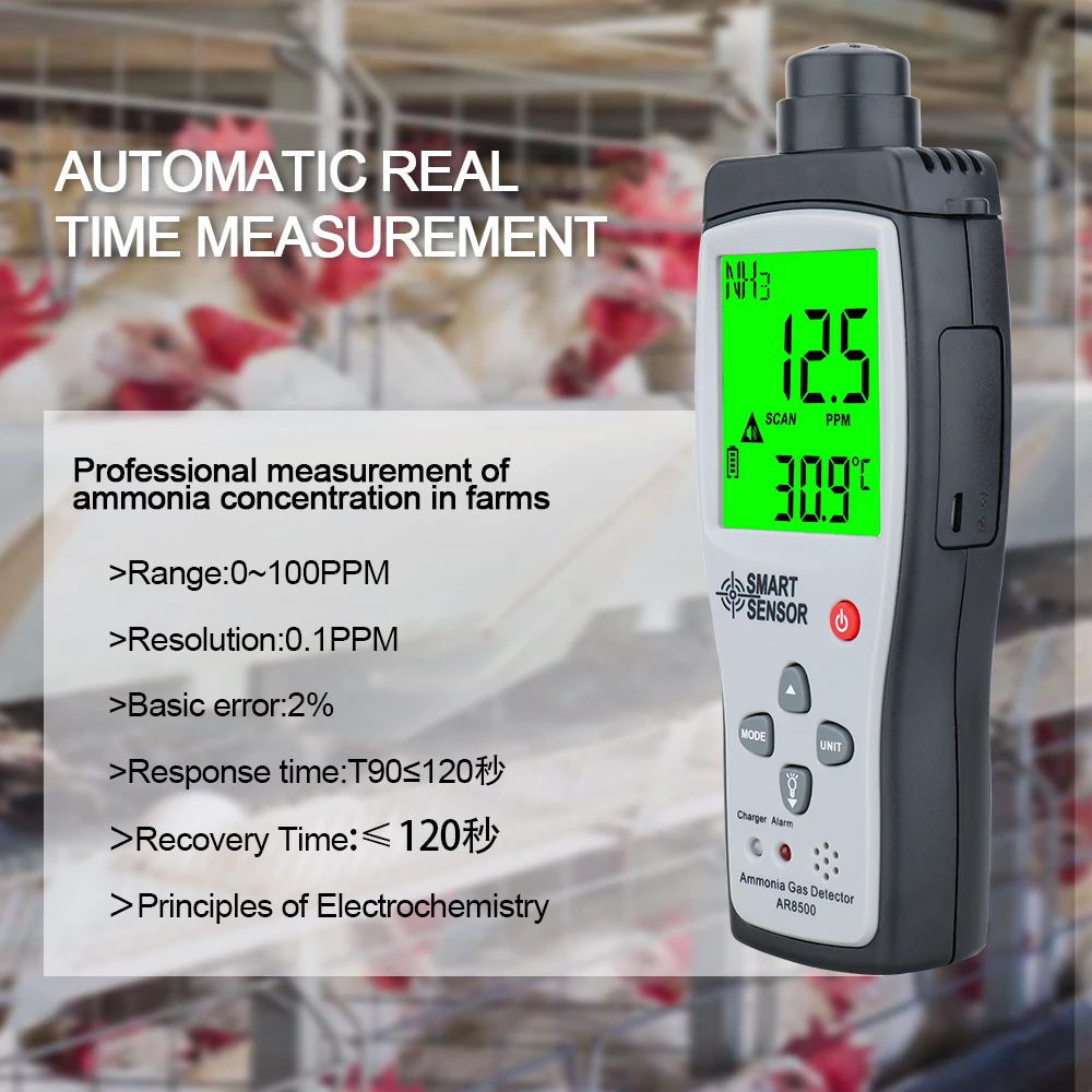 Xima Ammonia Detector Ar8500 Breeding Nh3 Concentration Analysis Meter Portable Handheld Ammonia Alarm