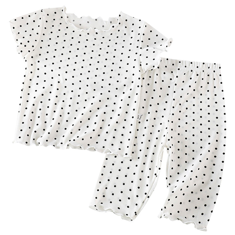 Summer Girls Outer Wear Short-sleeved Dot suit Baby Summer Two-piece Western Style Korean Style Air-conditioning Suit New Home