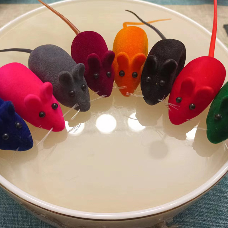 Yijie Flocked Mouse Sound Toy Funny Cat Artificial Realistic Mouse Pet Cat Bite-Resistant Educational Toy