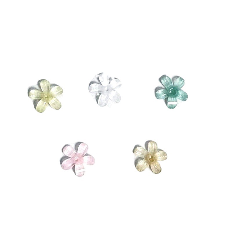 Explosive ice through five petal flower nail art jewelry mini flower nail drill wholesale transparent flat diamond nail art decoration
