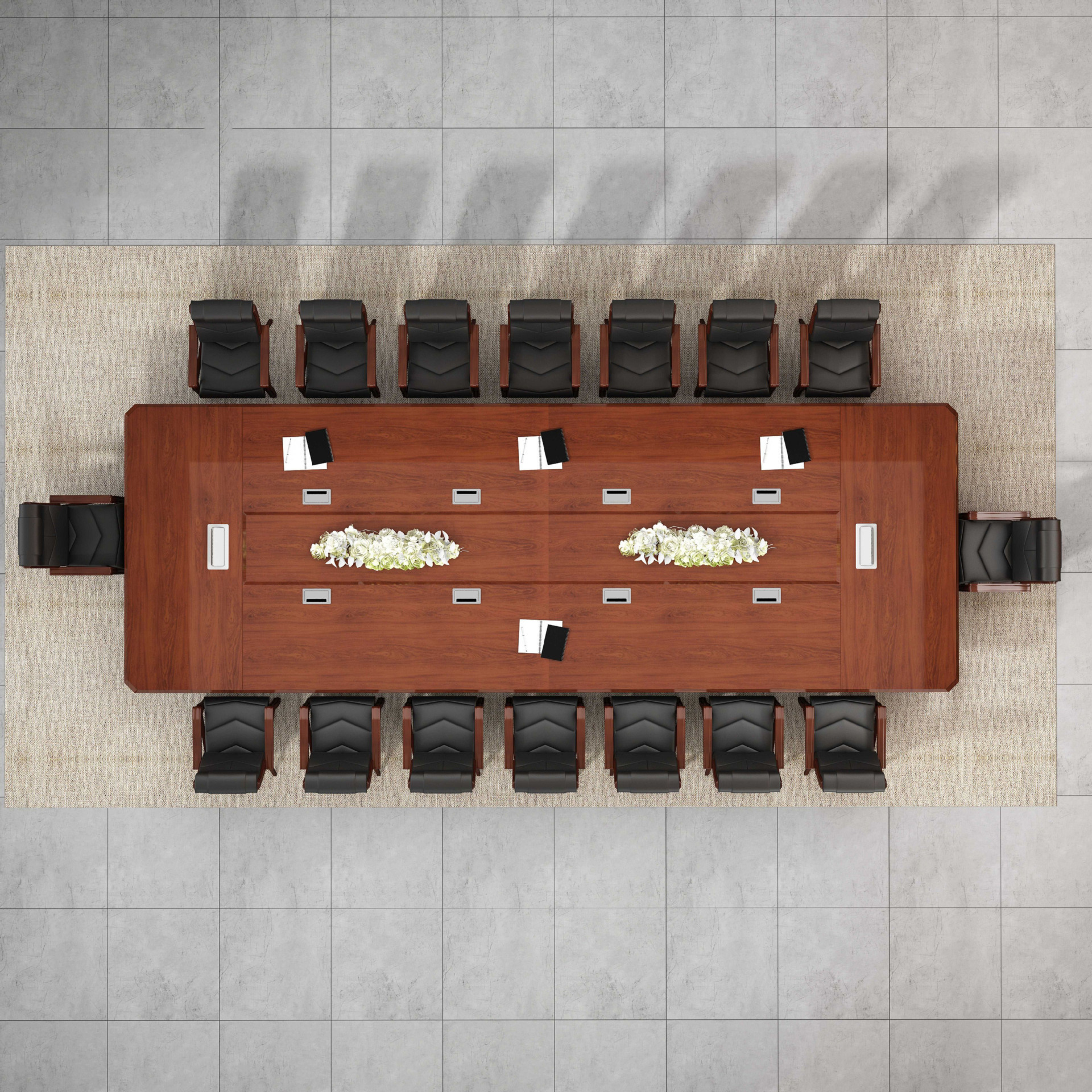 Chinese Painted Solid Wood Leather Large Conference Table Long Table Commercial Conference Room Negotiation Company Rectangular Conference Table