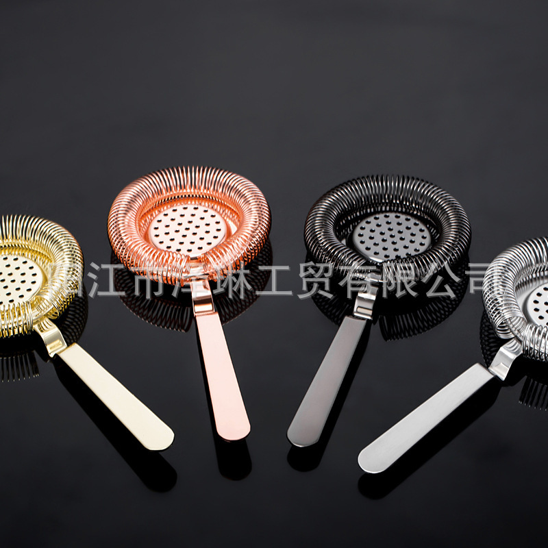 Cross-Border Stainless Steel European-Style Hawthorne Cocktail Ice Strainer 304 Stainless Steel Mesh Filter Boston Ice Separator S