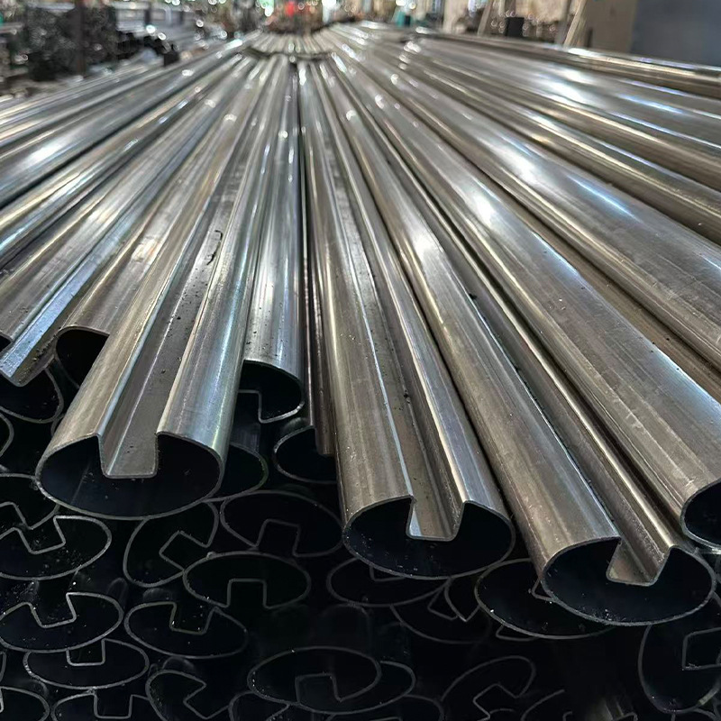 Factory Ready Stock 304 Stainless Steel Shaped Tubes 201 Stainless Steel Single-Slot Round Tubes for Stair Railings, Door Panels, and Glass Use