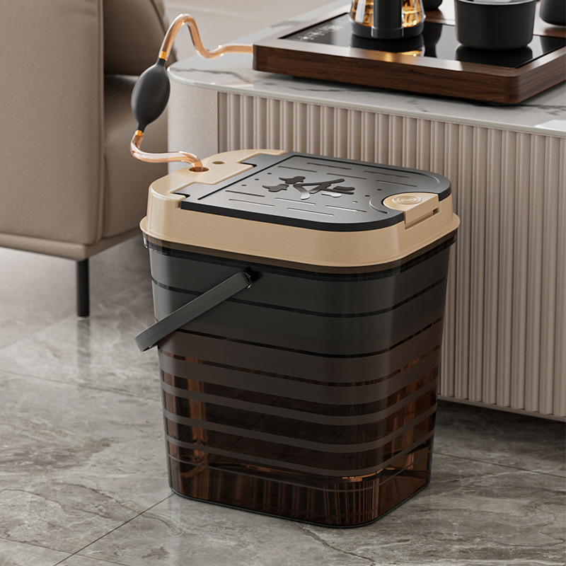 Transparent Flip-Top Tea Bucket, Waste Water Bucket, Tea Set, Tea Table, Tea Trash Can, Tea Table Drainage Bucket, Tea Bucket, Tea Residue Bucket