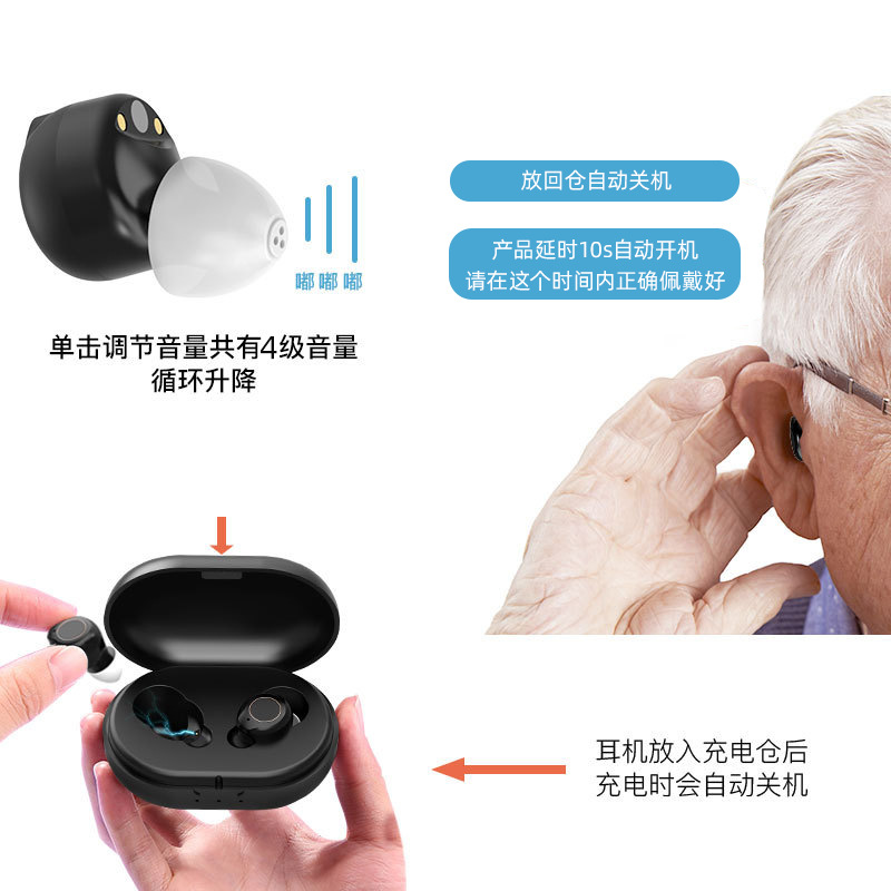 Foreign trade in stock magnetic suction hearing aid for the elderly sound amplifier sound collector charging warehouse accessories hearing aid