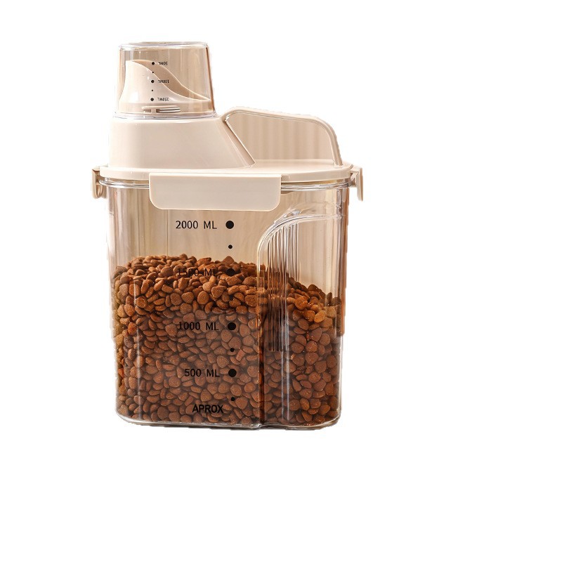 Cat Food Storage Barrel, Dog Food Sealed Can, Pet Snacks, Moisture-Proof Vacuum Cat Food Storage Barrel Storage Box with Measuring Cup