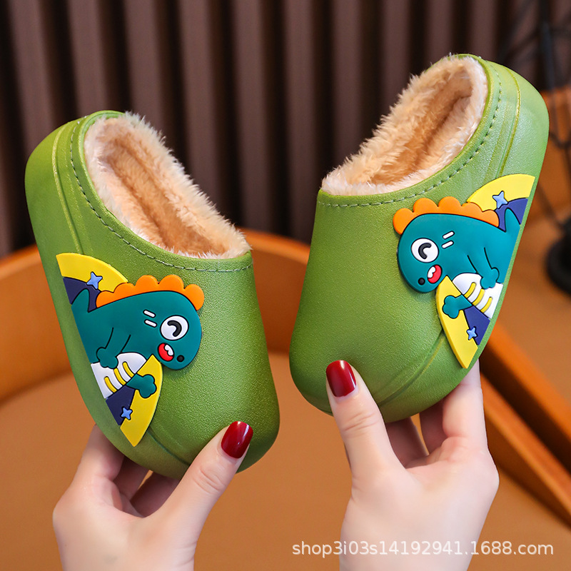 Children's Cotton Slippers Winter Children's Slippers Boys and Girls Cartoon Cute Warm Waterproof Non-Slip Home Parent-Kids Shoes