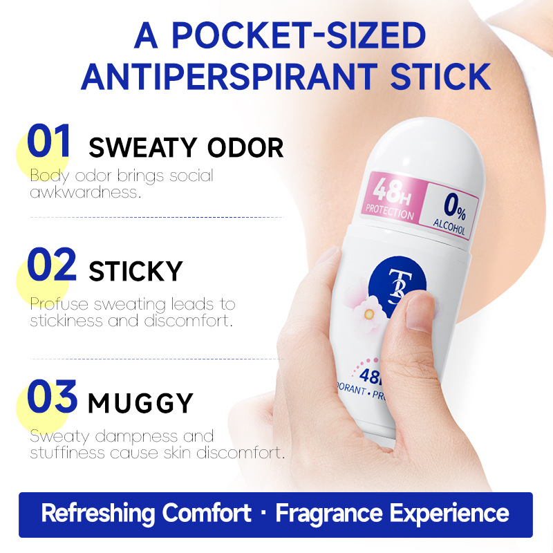 Cross-Border Refreshing Sweat Beads Antiperspirant Portable Underarm Deodorant for Men and Women Sweat Beads Manufacturer English Version Wholesale