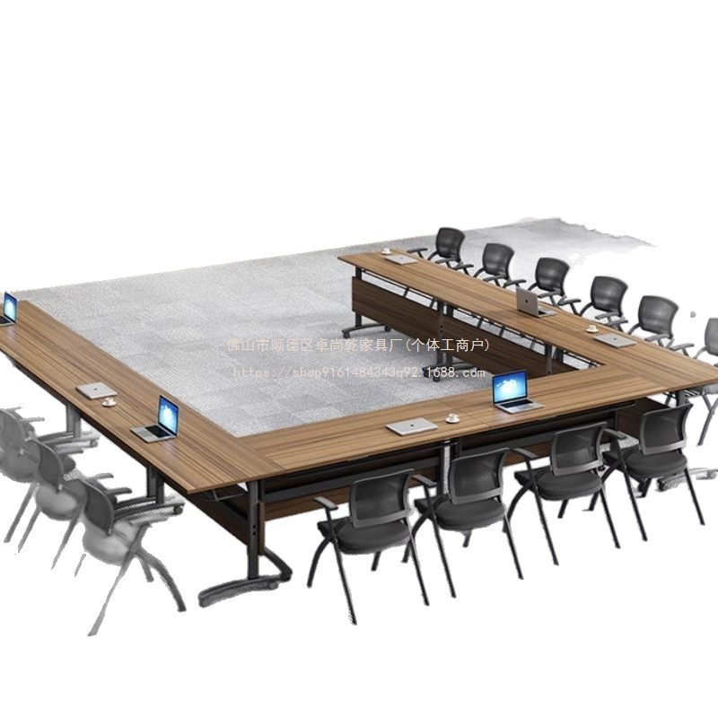 Zhuoshangqian Folding Training Table Conference Table and Chair Combination Long Multi-Functional Office Double Tutoring Class Desk Removable
