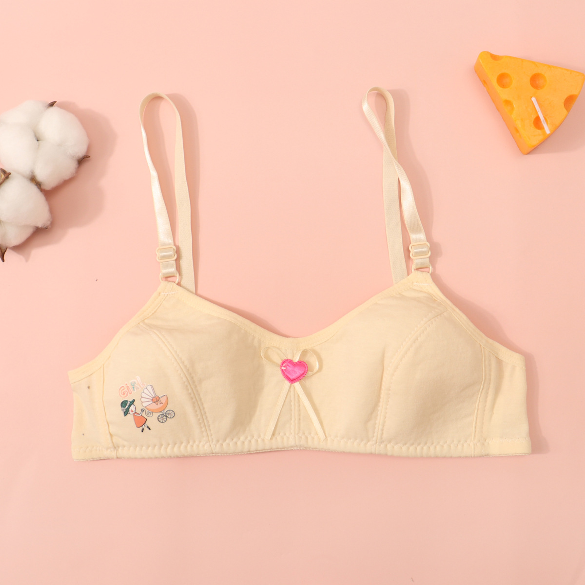 High School Student Girl's Intimates, Female Junior High School Student's Three-Stage Adolescent Development Period Thin Fixed Cup Bra