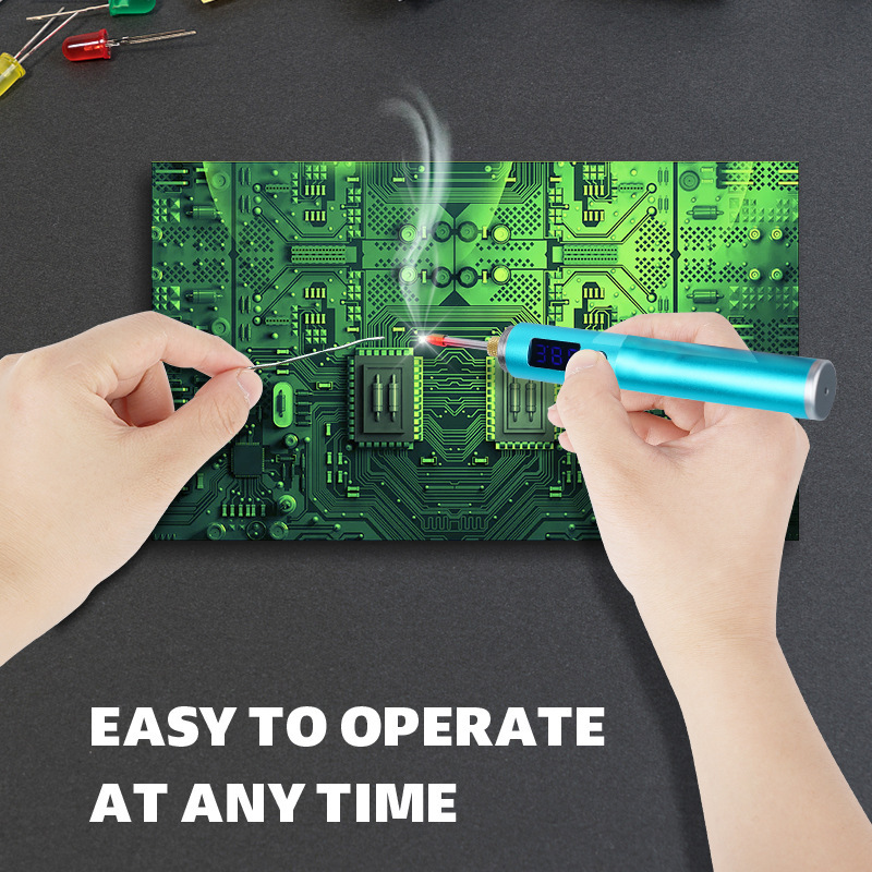 New High-Power Adjustable Voltage Rechargeable Soldering Iron with Cover Portable Mini Wireless Welding with Dormant Led Digital Display