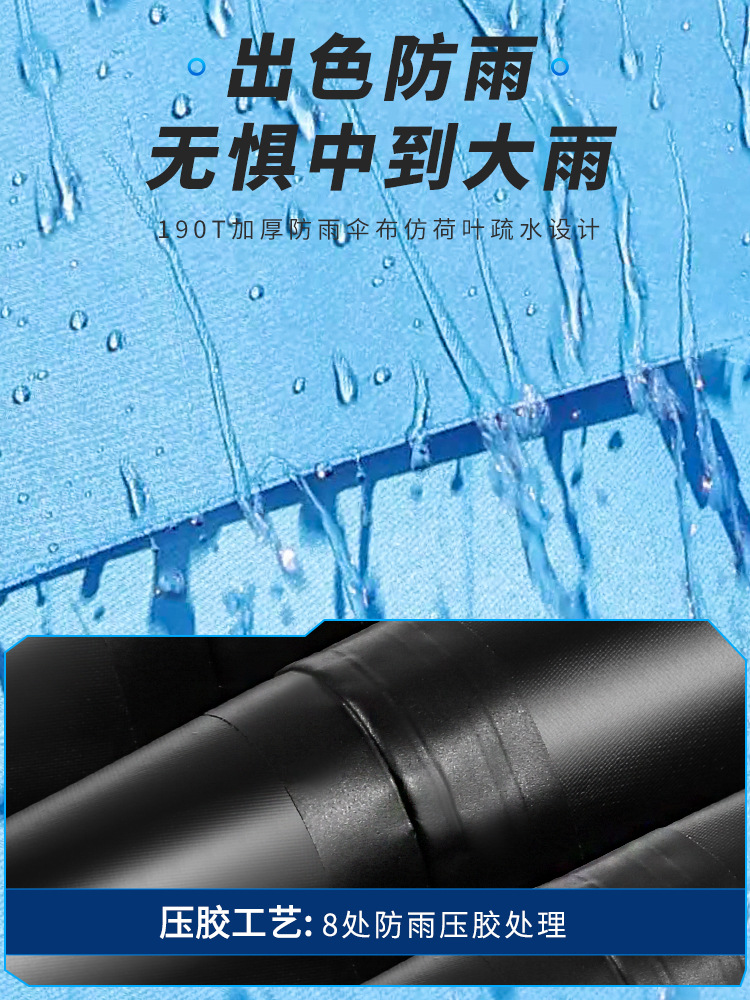 Dai Weiying Universal 2.4m Double Layer Black Glue Stainless Steel Fishing Umbrella Rainproof Sun Fishing Umbrella Outdoor Sunshade Thickened Umbrella