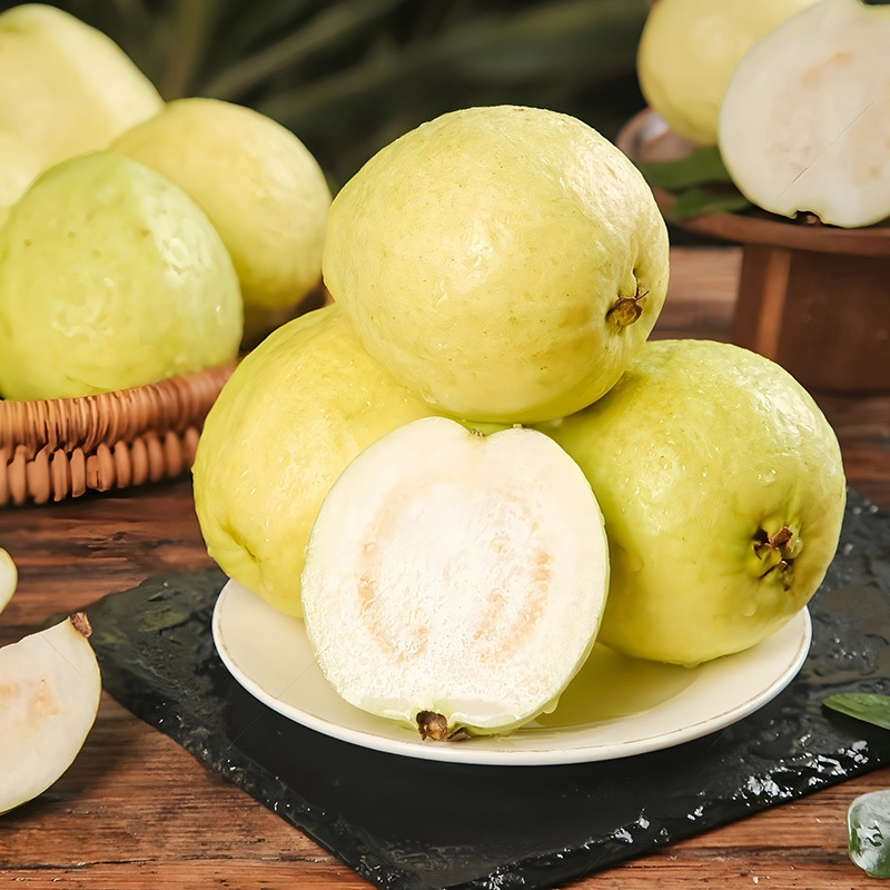Fujian Creamy Guava, White-Fleshed Guava, Tree-Ripened, Low-Sugar, Fresh Fruit, Sweet and Soft, Wholesale, Direct Delivery from Fujian