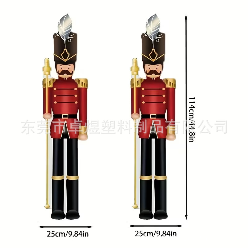 Cross-Border New Christmas Floor Sign Outdoor Courtyard Nutcracker Soldier Decoration Party Hollow Board Sign