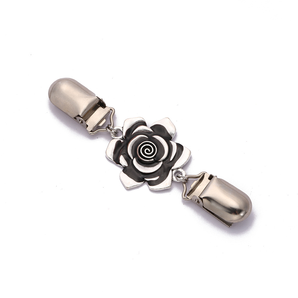 Foreign Trade Retro Sweater Shawl Clip European and American Flower Brooch Women's Clip Cardigan Collar Clip American Style Oil Drop Flower Silk Scarf Buckle