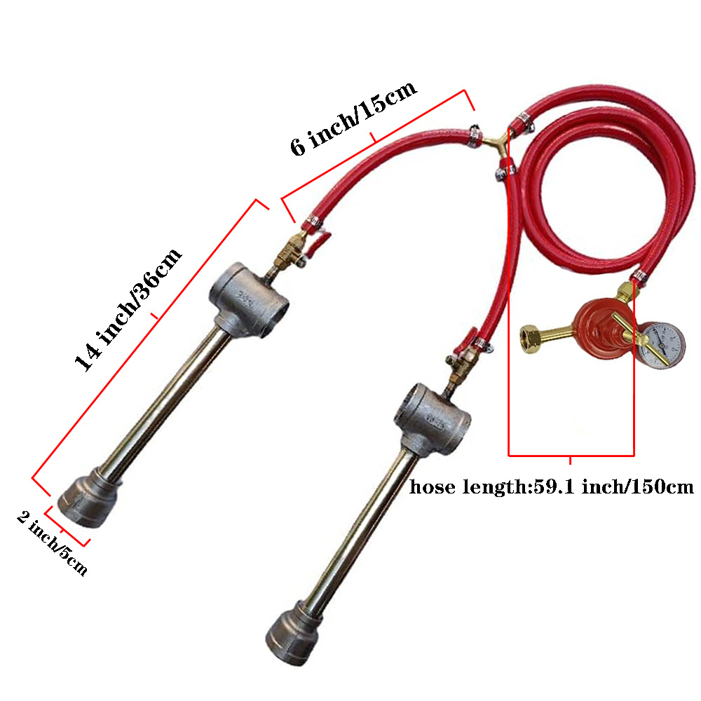 Propane Dual Burner Blow Torch with Pressure Reducing Valve for Metal Furnace Jewelry Casting Smelting Gold Silver