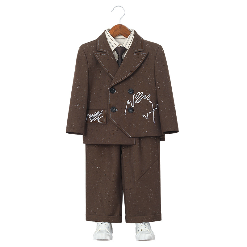 Children's Suit Suit Autum New British Gentleman One-Year-Old Flower Girl Performance Suit Boy Stage Catwalk Photography Suit