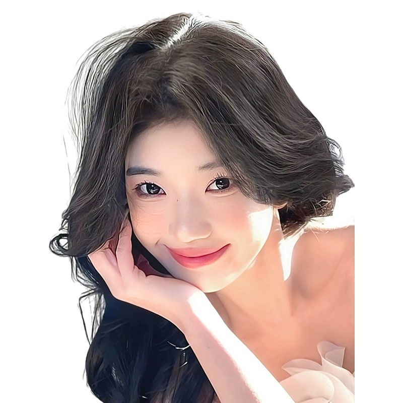 Swiss Net Hand-woven Wig Women's Overhead Simulation Hair Natural Seamless Fluffy Mid-character Bangs Thin Hair