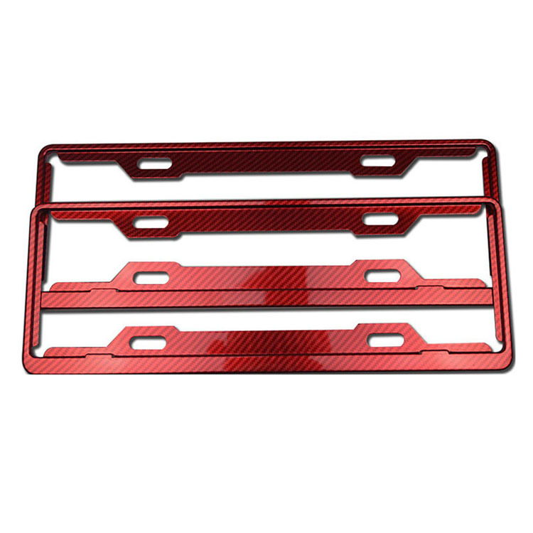 Factory direct supply imitation carbon fiber license plate frame universal aluminum alloy license plate frame LOGO silk screen plastic license plate frame
