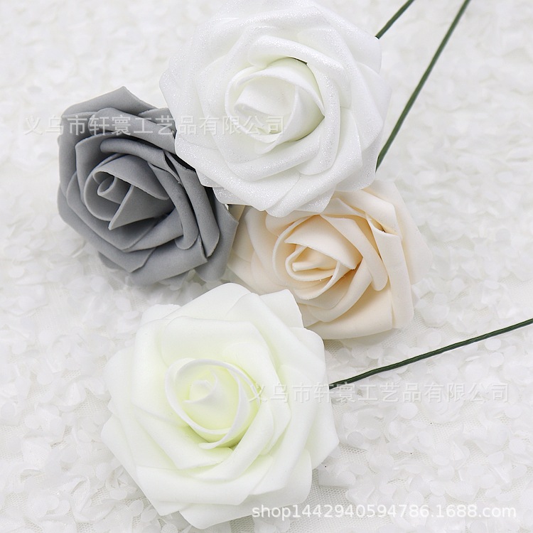 Cross-border simulation flower rose flower PE flower foam flower home decoration flower Valentine's Day fake flower holding flower 8cm wholesale