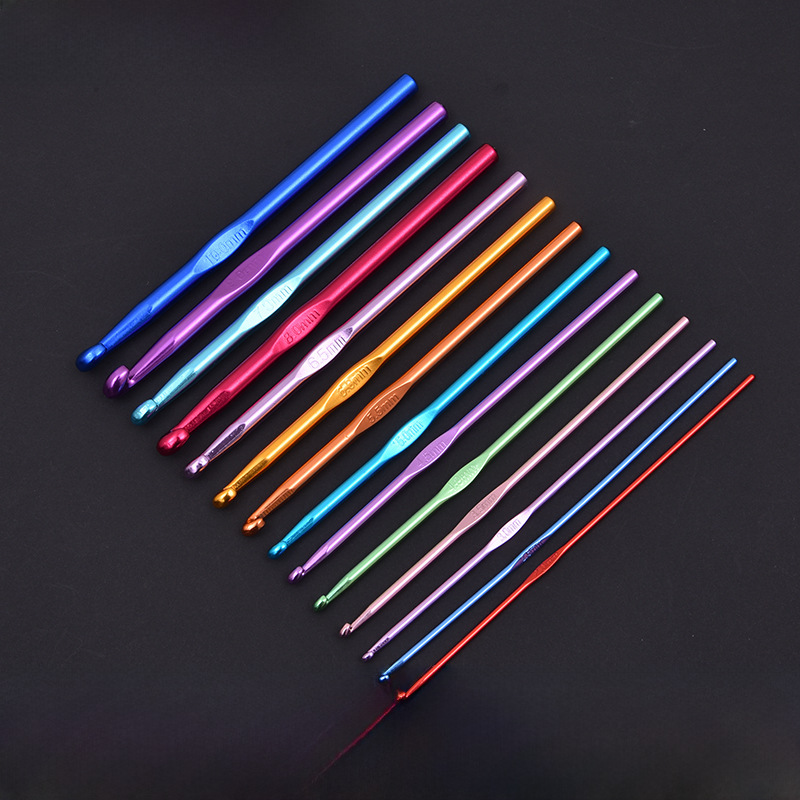 Factory color alumina single head knitting crochet DIY weaving tool crochet set wholesale hook sweater needle