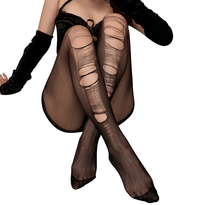 New Sexy Stockings, Female Sexy Pure Lust Uniforms, Summer Ultra-Thin Disposable Open-Fit Passionate Hand-Tearable Stockings