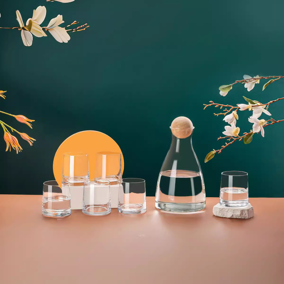 Light Luxury, Simple and Heat-Resistant Cold Water Kettle, High Borosilicate Glass, High Temperature Resistant, Household Large-Capacity Tea Brewing Set, Tea Set