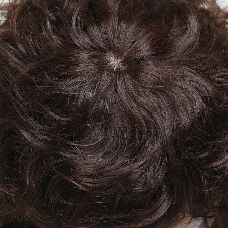 Wig women's long curly hair full head cover women's mother real hair cover full real human hair natural fake hair in stock