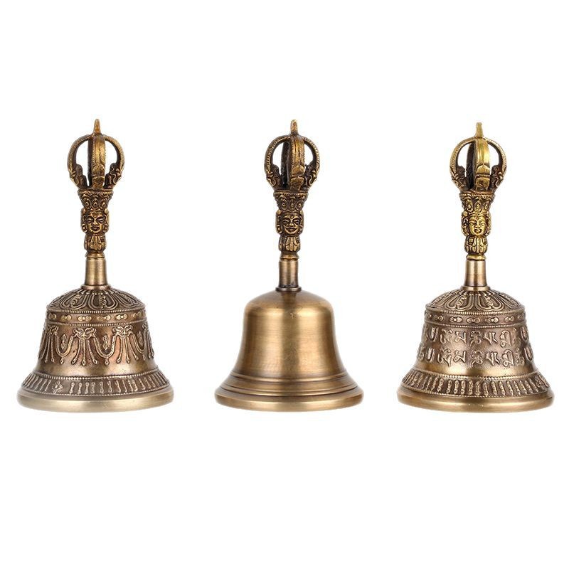 Xizang Vajra Bell and Pestle Nepalese Five-Strand Bronze Bell with Crisp Sound and Long-Lasting Echo, Available in Large, Medium, and Small Sizes