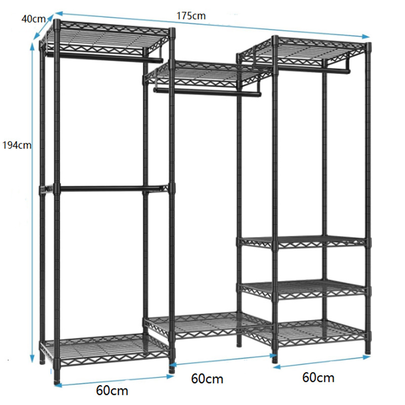 Bold Reinforced Steel Pipe Portable Wardrobe Customized Adjustable Heavy Duty Clothes Rack Vertical Home Bedroom Simple Wardrobe