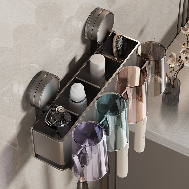 Bathroom Suction Cup Toothbrush Holder Toothbrush Cup Storage Rack Mouthwash Cup Brushing Cup Storage Washstand Wall Hanging Family