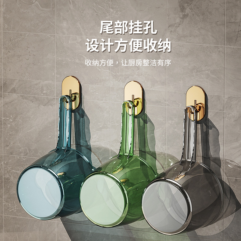 Light Luxury Transparent Water Scoop Long Handle Thickened Large Water Spoon Drifting Hanging Bathroom Shampoo Water Scoop Children's Bath Scoop