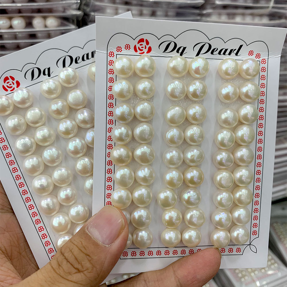 Серьги из пресноводного жемчуга, свободные бусины, хлебные бусины с половинным отверстием, плоские круглые серьги из жемчуга, опт