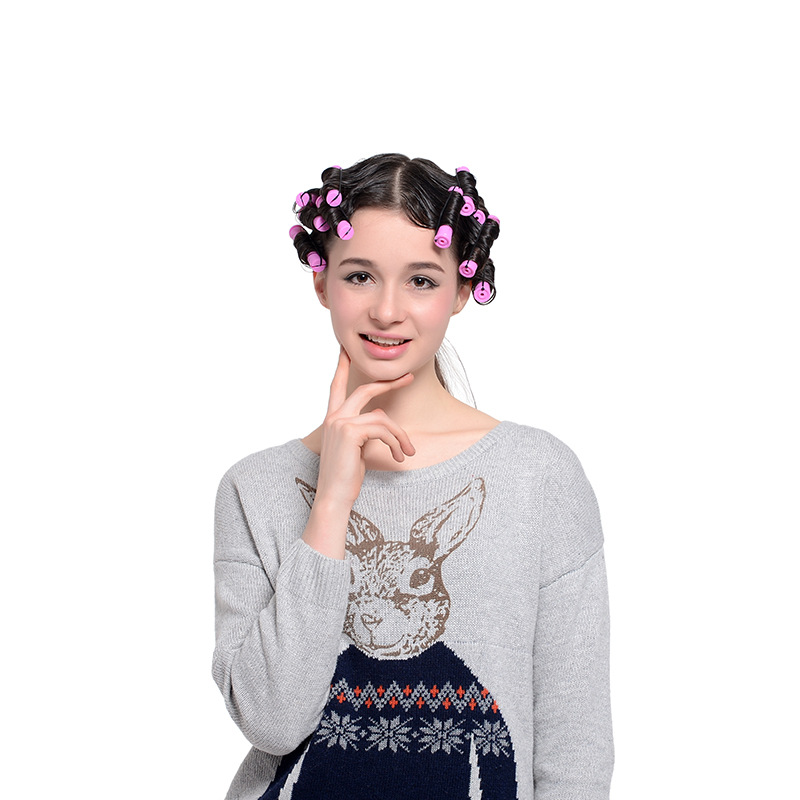 Cross-border hair root fluffy long hair curling cylinder with lid plastic American style perm bar rubber rubber band bangs curling bar artifact