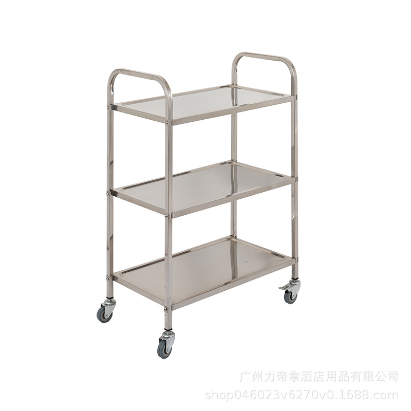 Stainless steel three-layer square tube trolley hotpot restaurant delivery cart