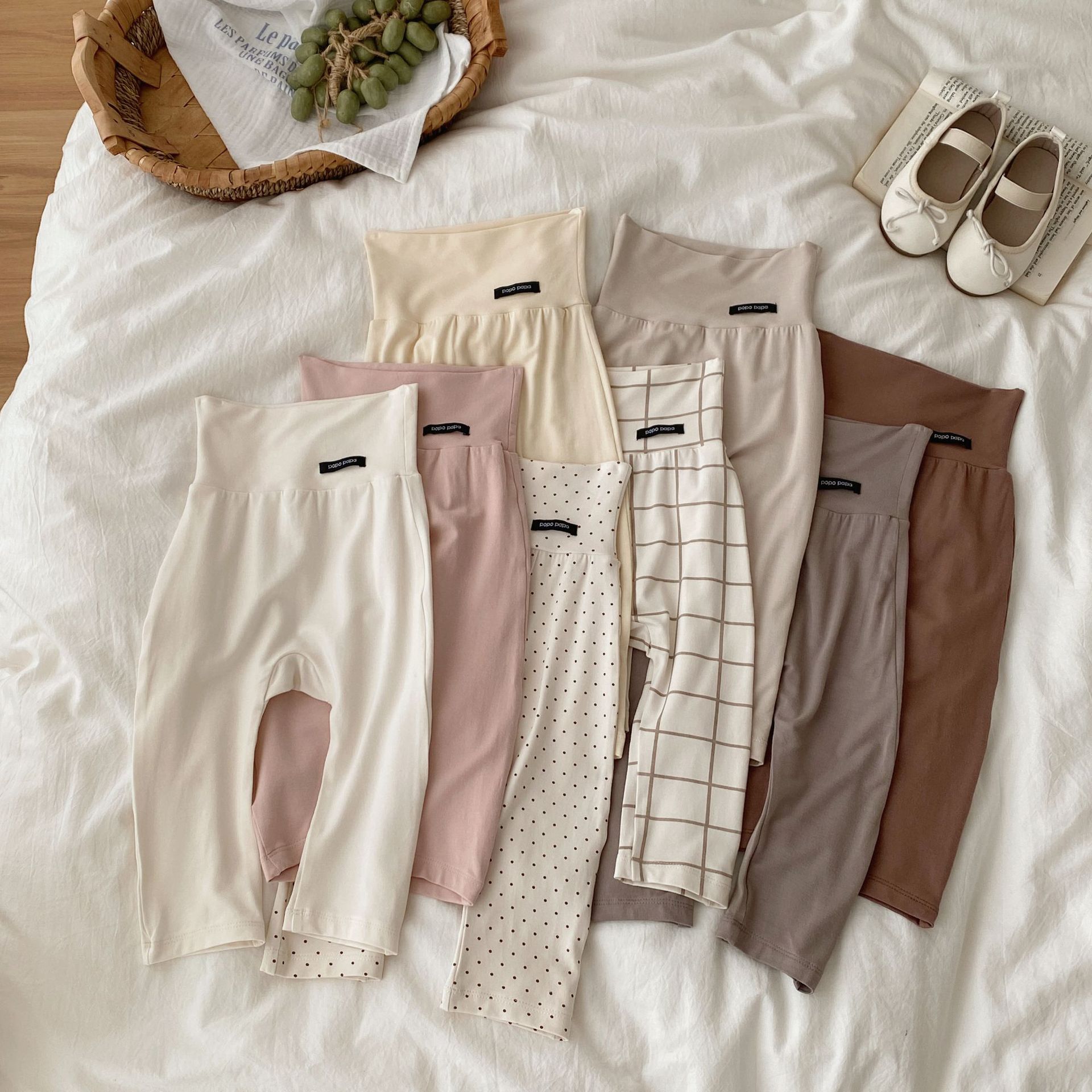 Весенние и летние новые детские домашние брюки с высокой талией тонкие брюки для живота теплые обтягивающие брюки из бамбукового волокна и хлопка